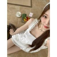 ราคา ส่งต่อเสื้อสายเดี่ยวตัวยาว ระบายลูกไม้ ผ้าบาง มือ 1 แค่ลอง งานตรงปก (47058809460)