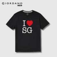 ราคา Giordano Mens I Love SG พิมพ์ลําลองหลวม 100 Premium Cotton เสื้อยืด Unisex (28312997011)