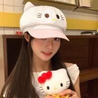 ราคา Cute Hat Cat Ears Peaked Cap Small Face Beret Work Cap Baseball Cap a2L7 (47008569322)