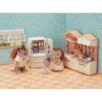 ราคา เฟอร์นิเจอร์ห้องครัวบ้านตุ๊กตา มีอุปกรณ์ทำอาหาร และตู้เย็น ซิลวาเนียนแท้ Kitchen Play Set Sylvanian บ้านกระต่าย (42202284563)