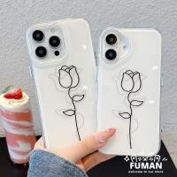 ราคา Black Line RoseปลอกสําหรับiPhone 17 Air 16 15 14 Plus 13 12 11 Pro Max XR XS Max X 8 7 6 6s Plus SE3 SE2 2022 2020 Elegantเคสโทรศัพท์Simpleครีมสีขาวกรณีล้างปกหลัง (43076968096)