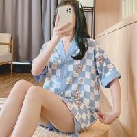 ราคา ไช่ลา ชุดนอนฤดูร้อนของผู้หญิงชุดกางเกงขาสั้นผ้าไหมน้ําแข็งและเสื้อแขนสั้นกับการออกแบบผีเสื้อมัดย้อมแฟชั่นและสง่างามเหมาะออกไปชุดใส่ในบ้านเนียนเรียบ (51458784475)