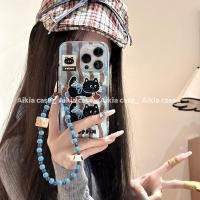 ราคา Huiwanju สีน้ําตาลลายแมวดํา iPhone13 เคสโทรศัพท์มือถือ iphone16promax ใหม่ 15promax ผู้หญิง 14 สองชั้นพร้อมโซ่เคสโทรศัพท์มือถือ iPhone16pro เหมาะสําหรับ (26164656623)