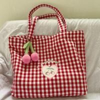 ราคา จัดส่งกรุงเทพ กระเป๋าสะพายไหล่ กระเป๋าถือ ผ้าแคนวาส ลายเชอร์รี่ สีแดง แฟชั่นสําหรับผู้หญิง และนักเรียน (24876209336)