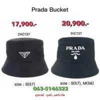 ราคา หมวก Prada Bucket Nylon 1HC137 F0967 Logo Prada White สี Black ของแท้ 100 (55152521278)