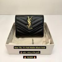 ราคา New YSL Tri Fold Wallet Black Gold (52253206243)