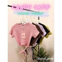 ราคา ป้าย Candy เสื้อคอกลมแขนสั้น มีเชือกผูกเก๋ๆ ผ้าฟลัสเวฟยืดเยอะ งานน่ารักๆ (18825839267)