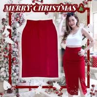 ราคา X mas collection P กระโปรงยาวผ่าหน้าทรงดินสอ SML (15922861821)