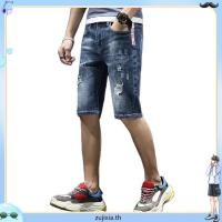 ราคา กางเกงยีนขาสั้น ขาห้าส่วน 5 ส่วน ผ้ายืด ทรงตรง เข้ารูป สีฟ้า สําหรับผู้ชาย 7 ส่วน (55608102468)