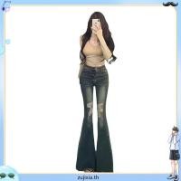 ราคา กางเกงขาม้า กางเกงขาม้าผู้หญิง 150 กก ขนาดใหญ่ไขมัน มม ฉีกเล็กน้อยฉีกกางเกงยีนส์ผู้หญิงรูปแบบใหม่กางเกงลูกแพร์รูปร่างร่างกายเอวสูง ผอมลง ดูกางเกงบาน (47858551037)