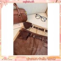 ราคา JARINYA S XL กางเกงขาสั้นหนังกลับ เข็มขัด ผ้าหนาอย่างดี C26 C32 (26494468682)