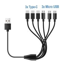 ราคา 6 In 1 Micro USB Type C Splitter Cable 3 in 1 USB to Micro USB Type C Charing Cable สําหรับ iPhone15 Android Samsung แท็บเล็ตและอื่นๆ (44130032642)