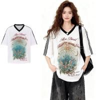 ราคา เสื้อยืดผู้ชายแขนสั้นสไตล์อเมริกันแบรนด์ trendy สามแถบ (47658356767)