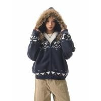ราคา Vintage ชาติพันธุ์รูปแบบถัก Hoodie ที่มี Faux Fur Collar Cozy Zip Up เสื้อกันหนาวสําหรับผู้หญิงและผู้ชาย (44752931729)