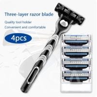 ราคา มีดโกนหนวด Gillette Mach3 เทอร์โบ ใบมีด 4 ชิ้น แบบแท้ โกนสะอาดลึก ไร้ขนคุด ด้ามจับกระชับมือ (40157875010)