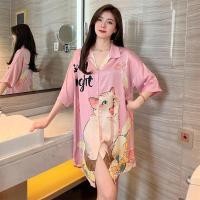 ราคา ชุดนอนเดรสแขนสั้นผู้หญิง พิมพ์ลายการ์ตูน ใส่สบายในบ้าน (44703872936)