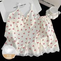 ราคา ชุดนอนสตรี พร้อมแผ่นรองบรา เสื้อกั๊กลูกไม้ และกางเกงลูกไม้ขาสั้น (26940395658)