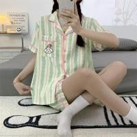 ราคา เซตชุดนอน ผู้หญิงเสื้อแขนสั้นและกางเกงขาสั้นผ้าฝ้ายเมฆพิมพ์ลายการ์ตูนเหมาะกับเด็กผู้หญิงและสามารถสวมใส่กลางแจ้ง (43129112078)