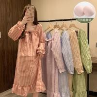 ราคา ชุดนอนแขนยาวลายดอกไม้จากผ้าฝ้าย ทรงหลวม สวมใส่สบายสำหรับยามค่ำคืน (42758807533)