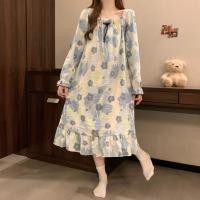 ราคา ชุดนอนสุภาพสตรีแขนยาวสไตล์เจ้าหญิง พร้อมแผ่นเสริม bust ขนาดบวก (42708803425)