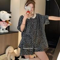 ราคา เซตชุดนอน ผู้หญิงเสื้อคาร์ดิแกนคอกลมตัดขอบลูกไม้แขนสั้นชุดนอนกางเกงขาสั้นชุดเลกกิ้งสตรีกางเกงนอนสาวผ้าฝ้ายเมฆ (50008477628)