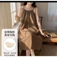 ราคา เดรสคลุมตัวจากผ้าฝ้ายคุณภาพสำหรับผู้หญิง สวมใส่ง่ายทั้งในและนอกบ้าน มาพร้อมแผ่นรองยกทรง ชุดนอนเบาสบาย (41679842655)