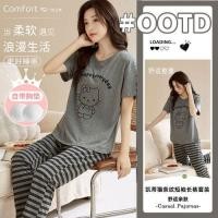 ราคา เซตชุดนอน ผู้หญิงเสื้อคอกลมแขนสั้นพร้อมแผ่นรองบราถอดออกได้กางเกงนอนผู้หญิงไซส์ใหญ่ชุดนอนผู้หญิงลายการ์ตูนน่ารัก (55758775550)