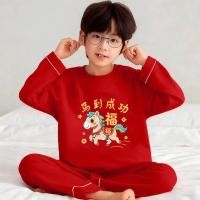 ราคา ชุดนอนเด็กผู้ชาย สีแดง คอรอบแขนยาว เหมาะสำหรับตรุษจีน (49105368796)