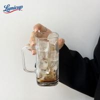 ราคา แก้วกาแฟใสมีหูจับ 320ml แก้วน้ำแก้วเบียร์สไตล์มินิมอล ทนความร้อน ใส่น้ำแข็งได้ (48057697043)