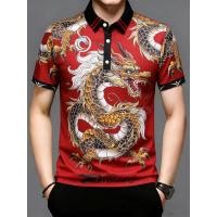 ราคา 1 3 วันมาถึง เสื้อโปโลตรุษจีน เสื้อโปโลพิมพ์ลายมังกร เสื้อเชิ้ตลำลองผู้ชาย แขนสั้น เสื้อผ้าผู้ชายฤดูร้อน (51455383849)