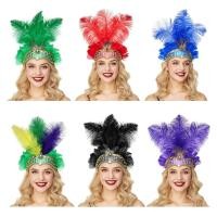 ราคา FISI ที่คาดผมขนนกพร้อม Rhinestones เลื่อมยืดหยุ่น Carnival Headdress ผู้หญิงน้ําหนักเบาเทศกาล Headdress (55305614185)