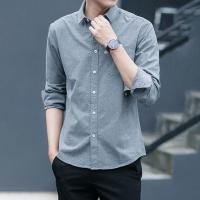 ราคา เสื้อเชิ้ตผู้ชายสไตล์เกาหลี แขนยาวสีพื้น (27502829295)