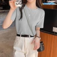 ราคา สไตล์เกาหลีผู้หญิงเสื้อยืดคอกลมระบายอากาศเสื้อยืดแฟชั่นแขนสั้นเสื้อยืดธรรมดา 6 สี (47852421474)