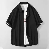 ราคา เสื้อเชิ้ตพื้นฐานของยูนิเซ็กส์สไตล์เกาหลีเสื้อเชิ้ตผู้ชายระบายอากาศแขนสั้นเสื้อชายแฟชั่นท็อปส์ซูสุด 3 สี (42473688162)
