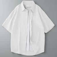 ราคา เสื้อเชิ้ตพื้นฐานยูนิเซ็กส์เสื้อลำลองผู้ชายเสื้อเชิ้ตสั้นแขนสั้นระบายอากาศผู้ชายท็อปส์ซู 3 สี (40673949825)