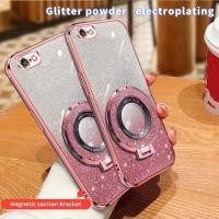 ราคา เคส iPhone 6 6plus 7 8 7plus 8plus se2020 x xs xr xsmax ขาตั้งวงกลมพับได้ นิ่มใส เคสโทรศัพท์ชุบด้วยไฟฟ้า พร้อมสติ๊กเกอร์ระยิบระยับ (46606043646)