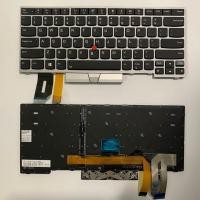 ราคา US Layout แป้นพิมพ์แล็ปท็อปสําหรับ Lenovo ThinkPad E480 T480s T490 T495 L480 L490 พร้อมจุดพร้อม backlit Silver (41679701569)