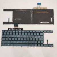 ราคา US Layout แป้นพิมพ์แล็ปท็อปสําหรับ ASUS Zenbook Duo 14 UX482 UX482E UX482EA UX482EG UX482EGR ไม่มีจุดพร้อม backlit Blue (44608007097)