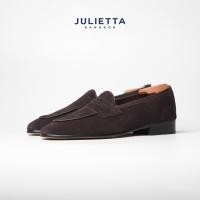 ราคา JULIETTA Penny Loafer Suede Darkbrown Unlined (19788568504)
