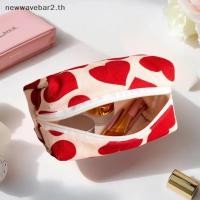 ราคา waveba Red Heart Corduroy Women Cosmetic Bag Travel Portable Makeup Pouch Washing Toiletry Storage Bag Cute Pencil Organizer Purse (42629630531)