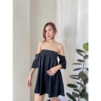 ราคา มินิเดรสปาดไหล่สีดำต่อแขนพอง (16996697446)