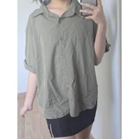 ราคา เสื้อเชิ้ตสีเขียวทหาร ผ้าชีฟอง ฟรีไซส์ (54108594681)