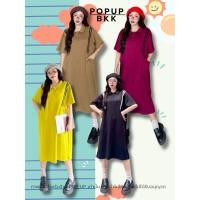 ราคา POP UP เดรสคอปกผ้ายืดเกาหลี สายแต่งไหล่ ทรงหลวมใส่สบาย (43355403264)
