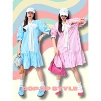 ราคา POPUP เดรสกระดุมหน้า แต่งคอปกผูกโบว์ลูกไม้สุดน่ารัก เนื้อผ้านุ่มใส่สบาย อก 42 นิ้ว ยาว 35 นิ้ว Free Size (27900699954)