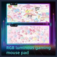 ราคา Sanrio Luminous Mouse Pad การ์ตูนอะนิเมะขนาดใหญ่ RGB บรรยากาศ Gaming Keyboard Pad (29032571207)