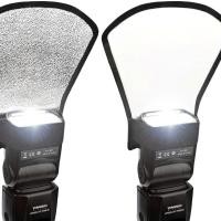 ราคา ZOERui Flash Diffuser Reflector ชุดสะท้อนแสงแฟลชโค้งสีขาว สีเงินสองด้านพร้อมแถบยางยืด เหมาะสําหรับ Canon Nikon Sony Fujifilm และแฟลชทั้งหมด (54507059122)