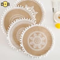 ราคา DB Ins สไตล์ Simple Hand ทอ Jute Placemats Coasters Retro ผ้าฝ้ายผ้าลินินตกแต่ง Mats แจกันอุปกรณ์ครัว TH (50558460800)