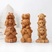 ราคา 3D Handmade DIY ลิงหมีรูปร่างซิลิโคนแม่พิมพ์เทียนครอบครัวสามซ้อนทับสัตว์เรซิ่นแม่พิมพ์ DIY หัตถกรรมตกแต่งบ้าน (41880041758)