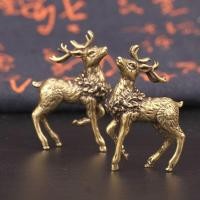 ราคา 2PCS Vintage ทองแดงบริสุทธิ์กวางเครื่องประดับคู่ทองเหลือง Sika Deer Elk ตกแต่งบ้านห้องนั่งเล่นเครื่องประดับ (41178404046)