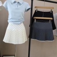 ราคา Polka Dot ลูกไม้กระโปรงหวานหญิงลูกไม้เย็บเอวสูงป้องกันแสงสะท้อนจีบกระโปรง a Line (26894364979)